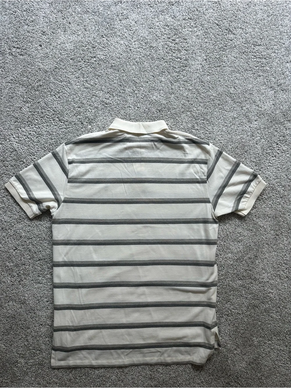 Polo by Ralph Lauren Cream and Gray Striped Cotton Polo